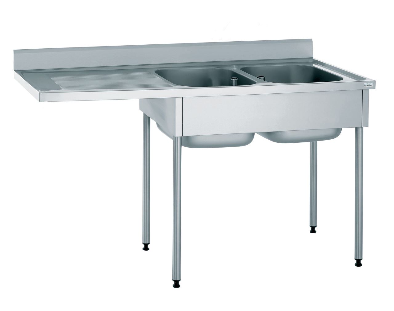 Plonge inox lave-vaisselle encastré 2 bacs égouttoir gauche sans robinet l.1600 mm Tournus - 503604