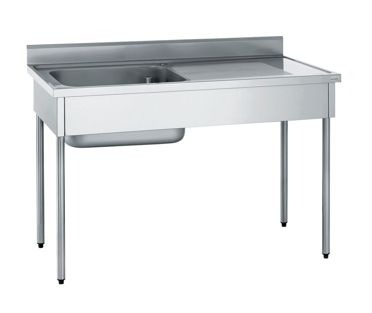 Plonge inox 1 bac égouttoir à droite sans robinetterie longueur 600 mm Tournus - 503603