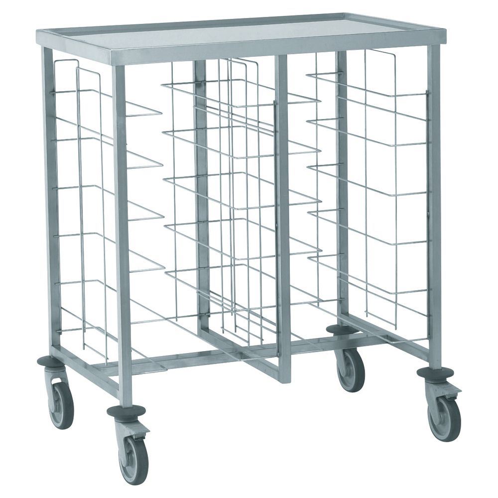 Chariot cafétéria 2 x 6 niveaux double entrée sans parois avec tablette supérieure Tournus - 800073