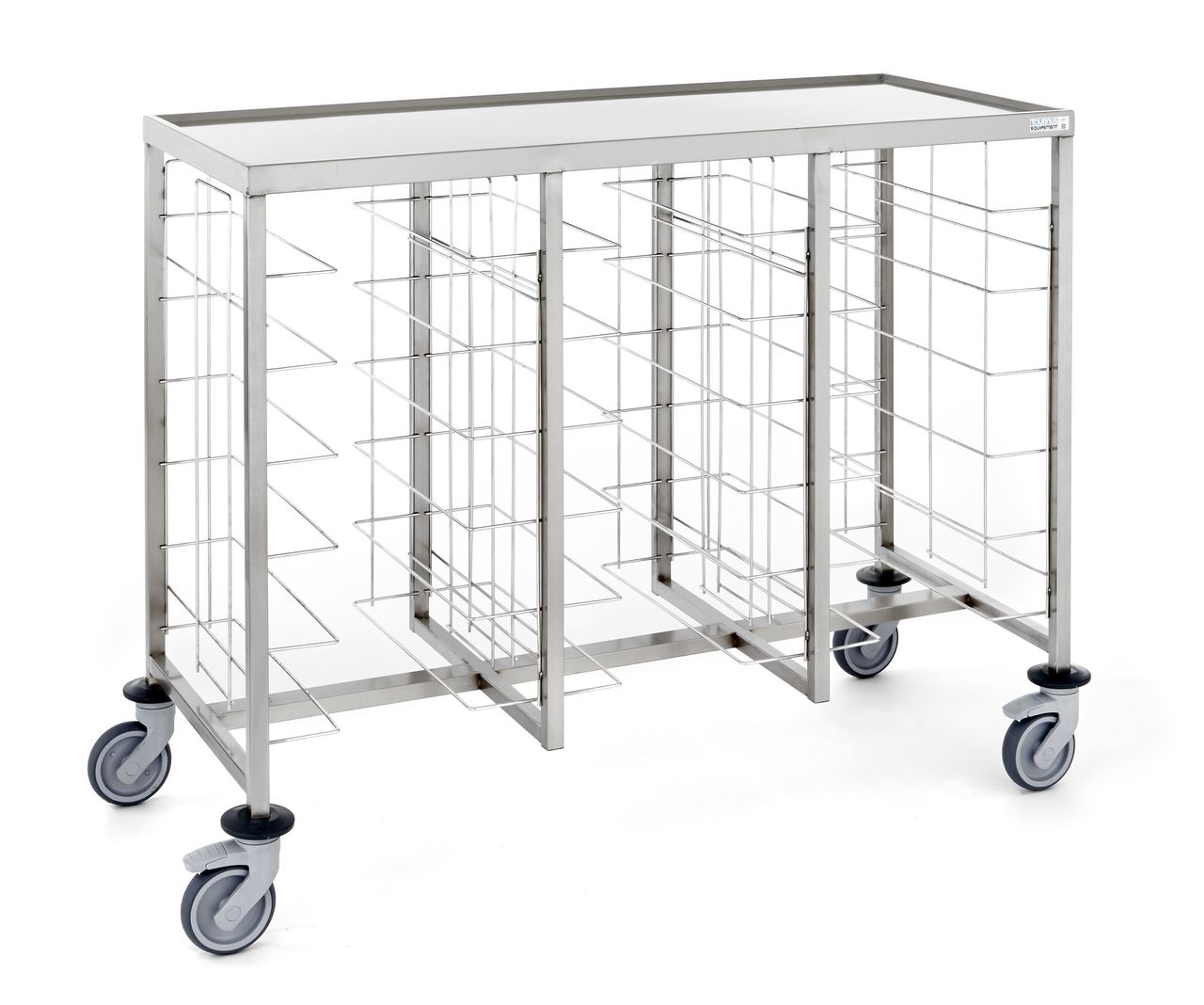 Chariot cafétéria 3 x 6 niveaux triple entrée sans parois avec tablette supérieure Tournus - 800075