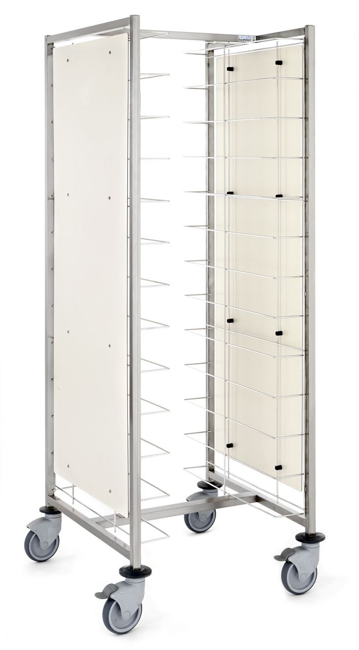 Chariot cafétéria 2 x 12 niveaux avec parois pour plateaux longueur 480 à 560 mm Tournus - 800096