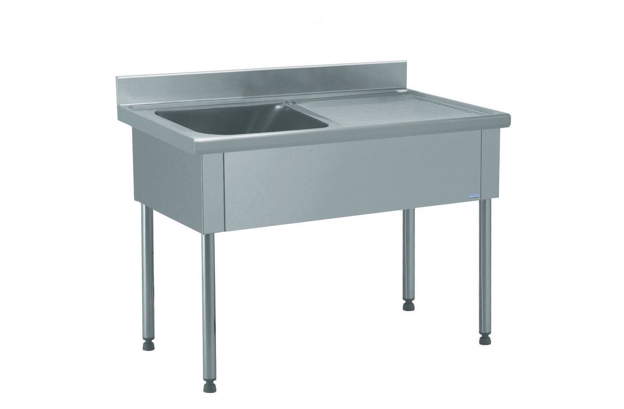 Plonge 1 bac égouttoir à droite sans robinetterie longueur 1200 mm Tournus - 806671