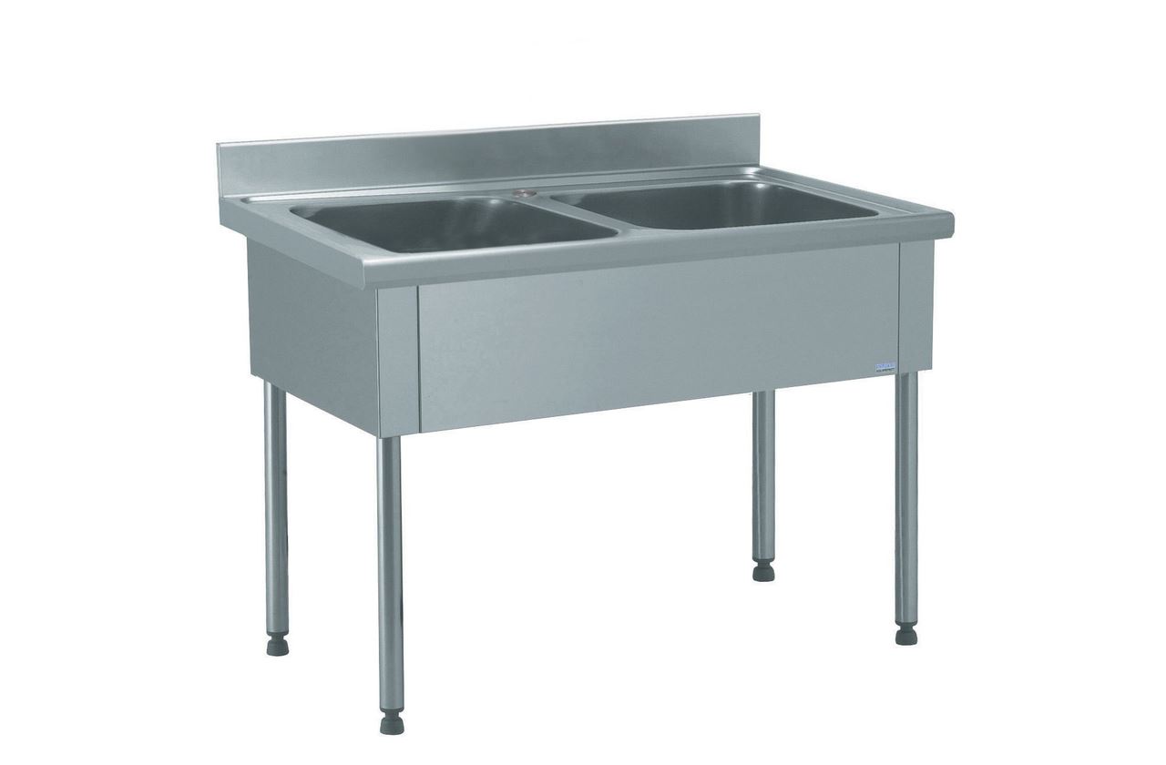 Plonge 2 bacs ans robinetterie longueur 1200 mm Tournus - 806663