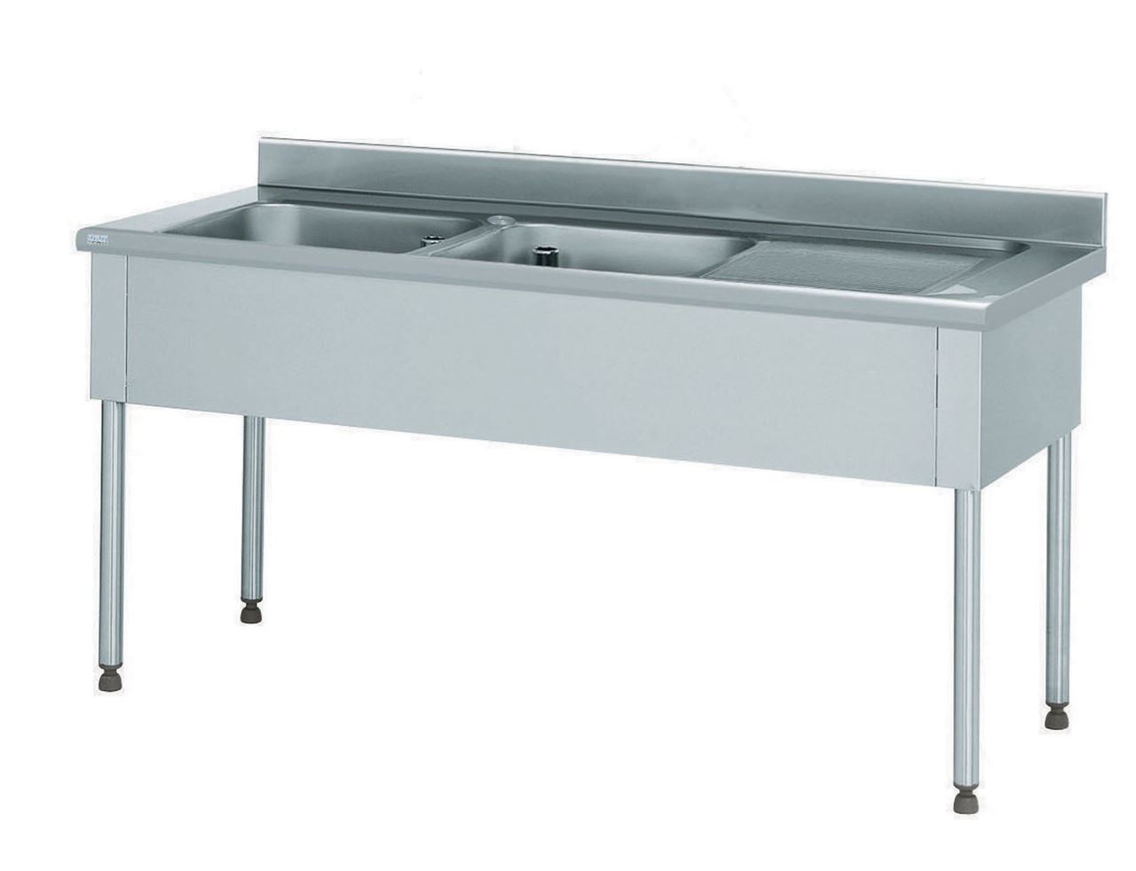 Plonge 2 bacs égouttoir à droite sans robinetterie longueur 500 mm Tournus - 806677