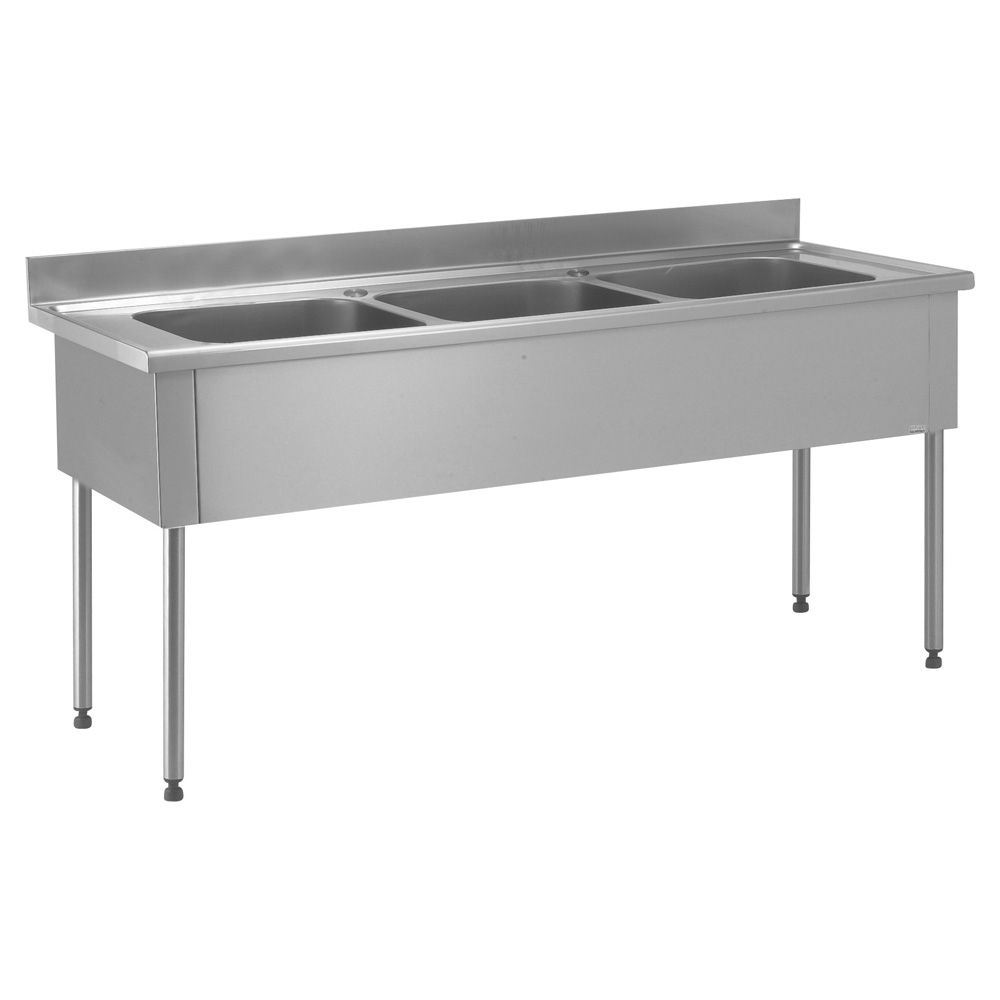Plonge 3 bacs sans robinetterie longueur 1900 mm Tournus - 806676