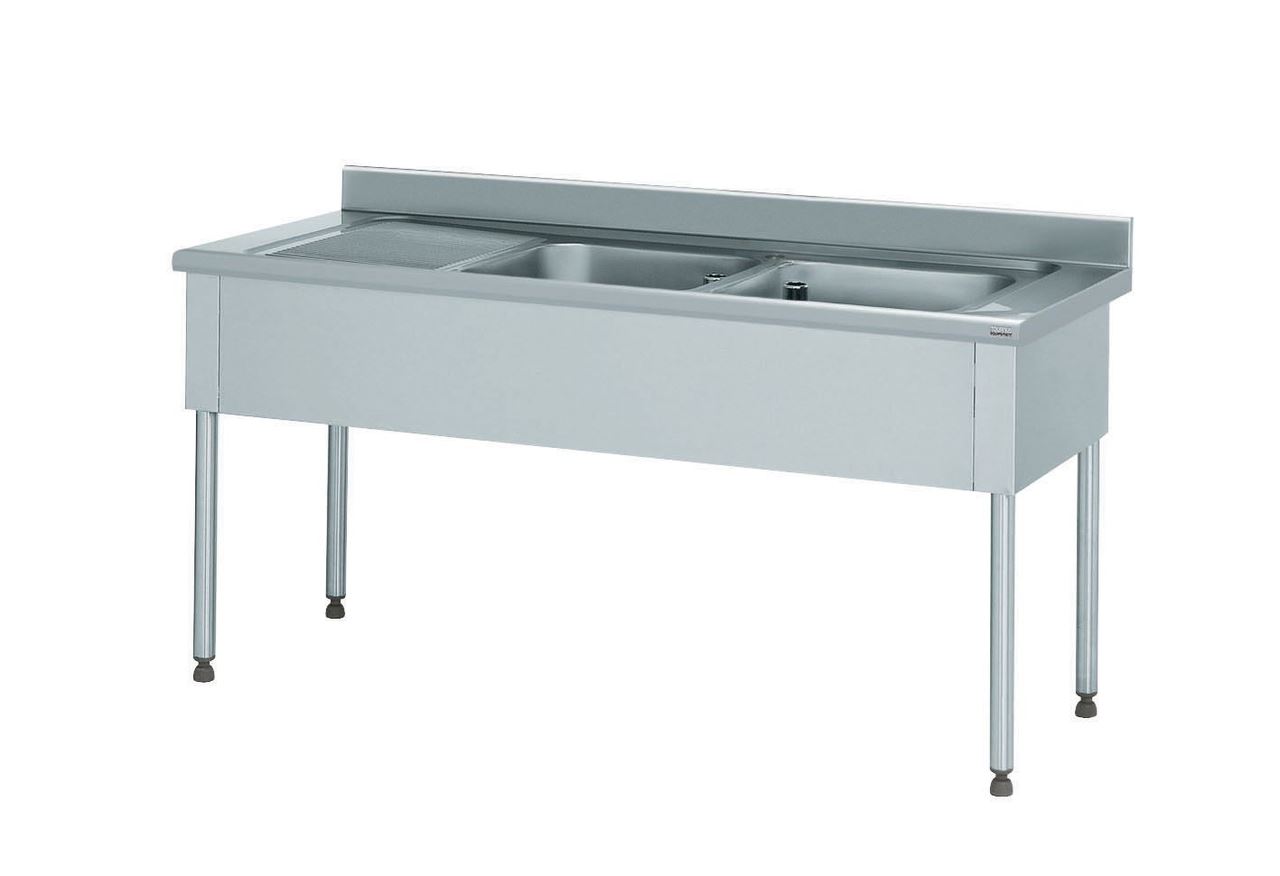 Plonge 2 bacs 1 égouttoir à gauche sans robinetterie longueur 1900 mm Tournus - 806685