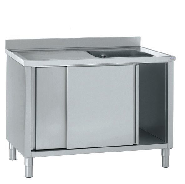 Plonge adossée sur placard 1 bac 1 égouttoir nervuré à gauche longueur 500 mm Tournus - 806792