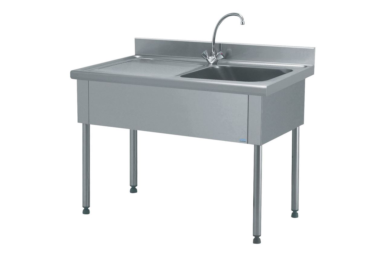 Plonge 1 bac égouttoir à gauche avec robinetterie mélangeuse longueur 1200 mm Tournus - 816662