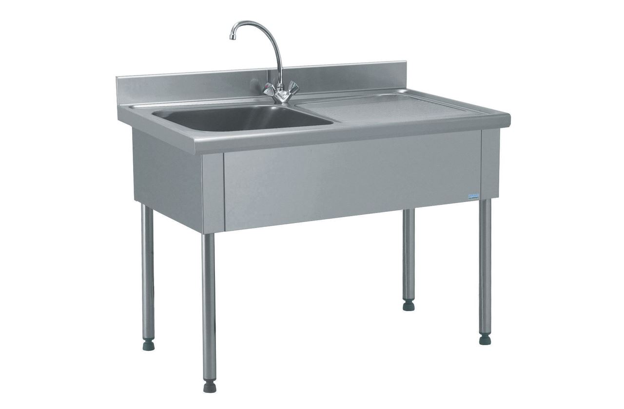 Plonge 1 bac égouttoir à droite avec robinetterie mélangeuse longueur 1400 mm Tournus - 816681