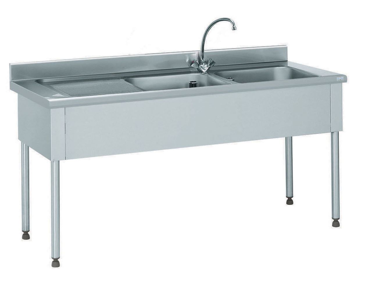 Plonge 2 bacs égouttoir à gauche avec robinetterie mélangeuse longueur 1800 mm Tournus - 816675