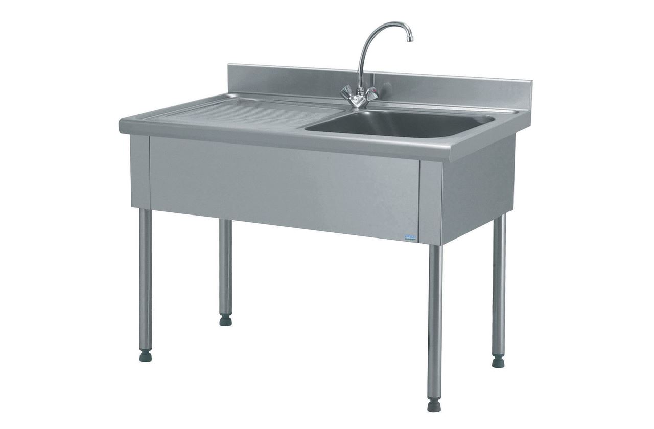 Plonge 1 bac égouttoir à gauche avec robinetterie mélangeuse longueur 1400 mm Tournus - 816682