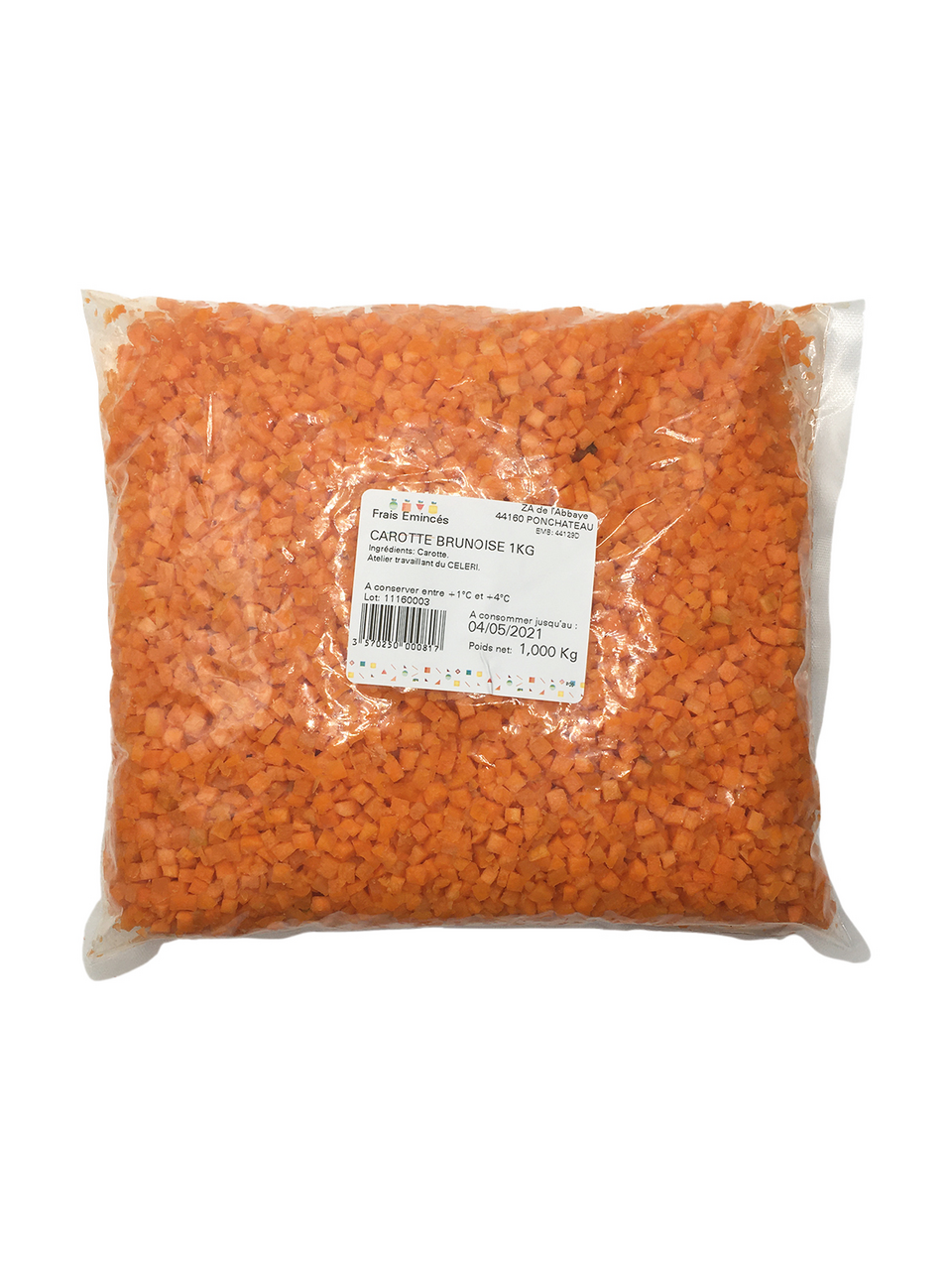 Frais Eminces Brunoise de carottes sac 1 kg France