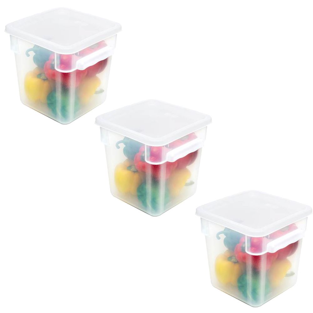 Boîte alimentaire carré blanc 8 L + couvercle (vendu par 3)