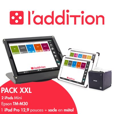 Pack XXL Tablette iPad Pro 12.9' + 2 iPad Mini 7.9' + logiciel + imprimante thermique L'Addition