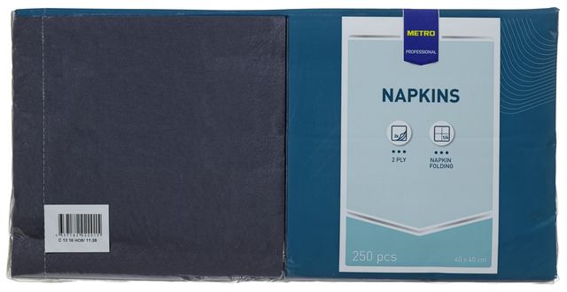 Serviette jetable 2 plis noir 40 x 40 cm x 250