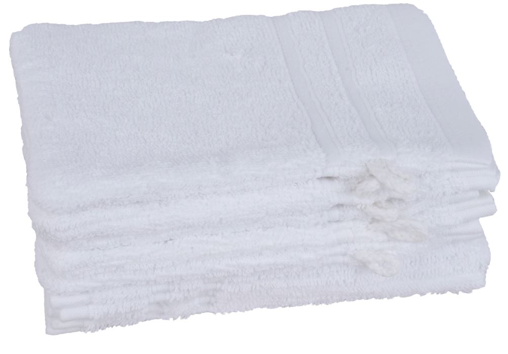 Gant de toilette blanc 500 g/m² 15 x 21 cm (vendu par 10) H-Line