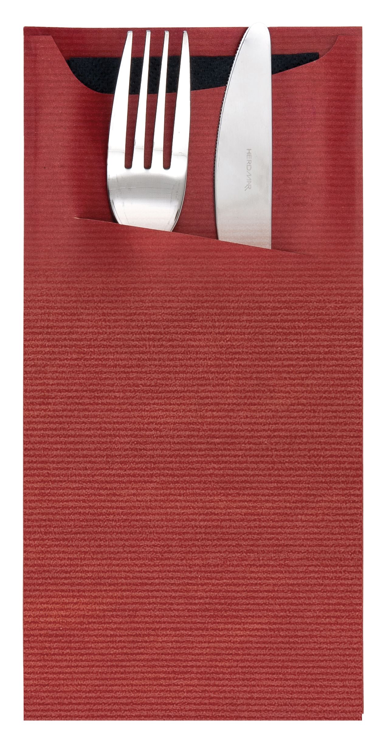 Etui couverts bordeaux + serviette jetable 2 plis noir H.11.2 x L.22.5 cm Garcia de Pou - 169.45