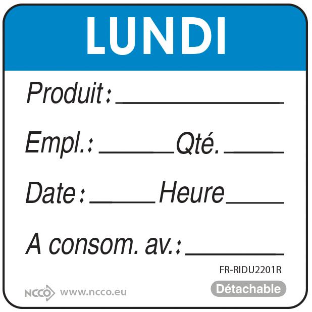 Rouleau de 500 Étiquette Lundi bleu Matfer - 257001
