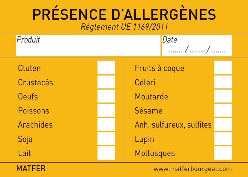 Étiquette allergène 51 x 71 mm x 250 Matfer - 257145