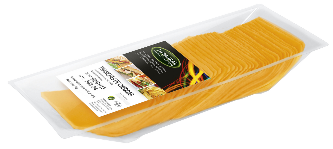 Tippagral Cheddar Rouge tranches 9 x 9 cm barquette de 1 kg