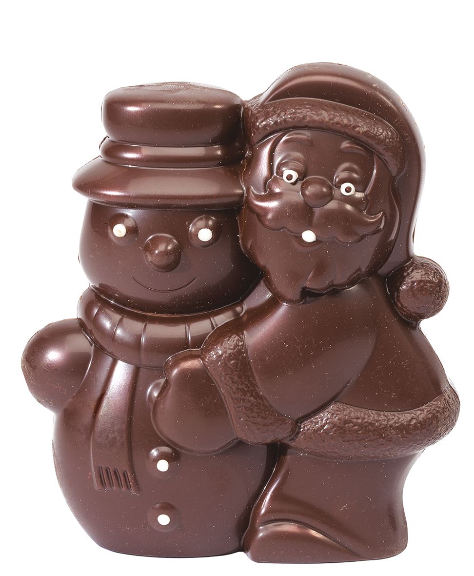 Moule chocolat pour 2 empreintes Père-Noël bonhomme de neige 12 cm Matfer - 381015