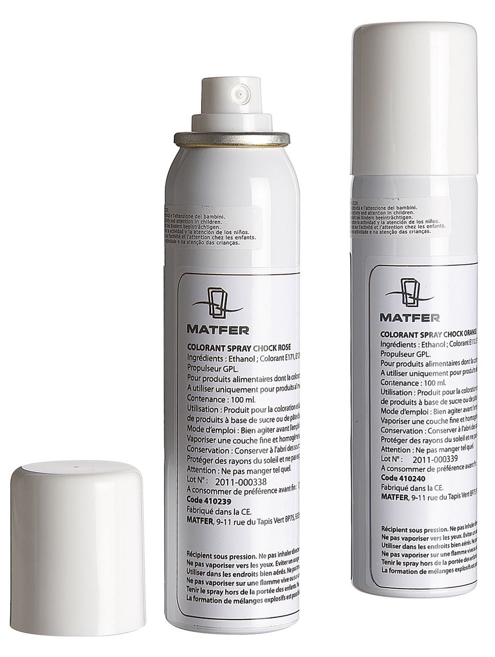 Colorant alimentaire orange pour chocolat aérosol 100 ml Matfer - 410240