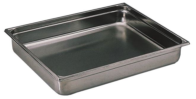 Bac gastro inox GN 2/1 H.2 cm plein sans anses inox Bourgeat - 740002