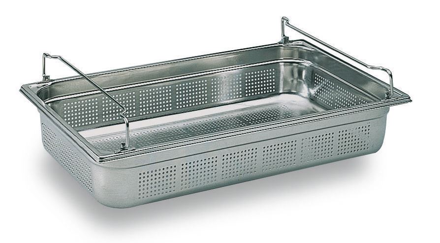 Bac gastro inox GN 1/1 H.20 cm perforé avec anses panier Bourgeat - 741520