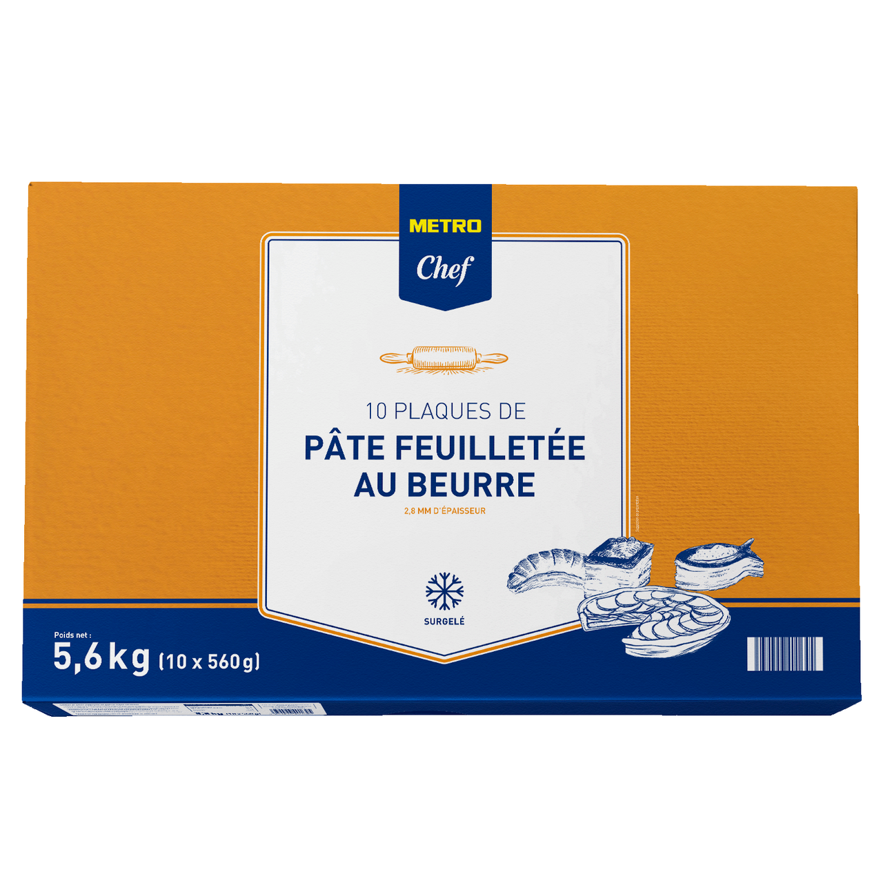 METRO Chef Pâte feuilletée au beurre 2.8mm 10 x 560 g