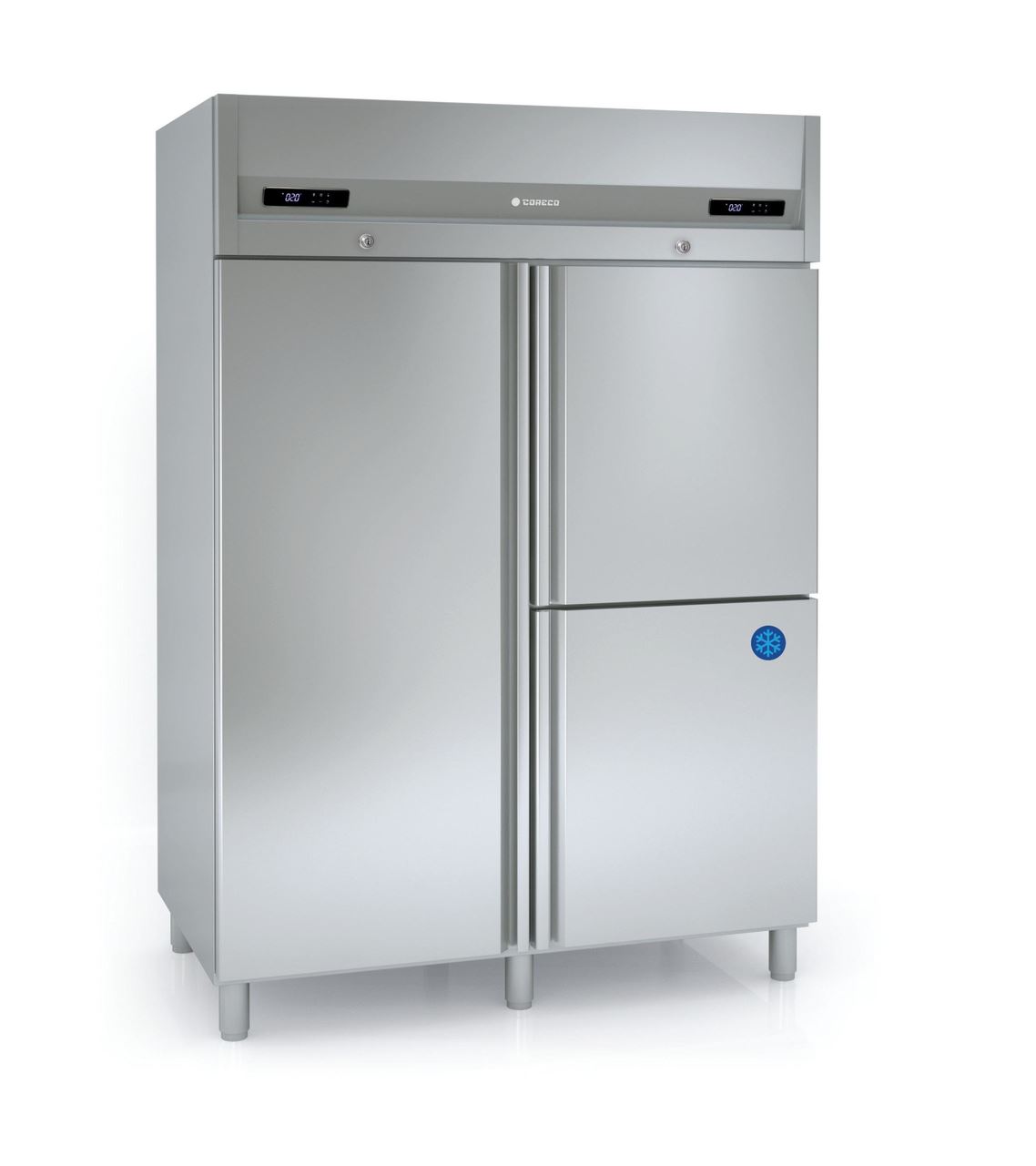 Armoire réfrigérée GN2/1 bi-température AGM-1003 1 porte pleine 2 portillons 1050 L + 280 L Coreco
