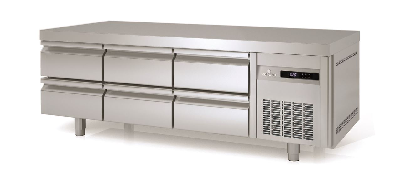 Table réfrigérée positive 3 double tiroir portes pleines 410L - Coreco - MRSB-200-CC