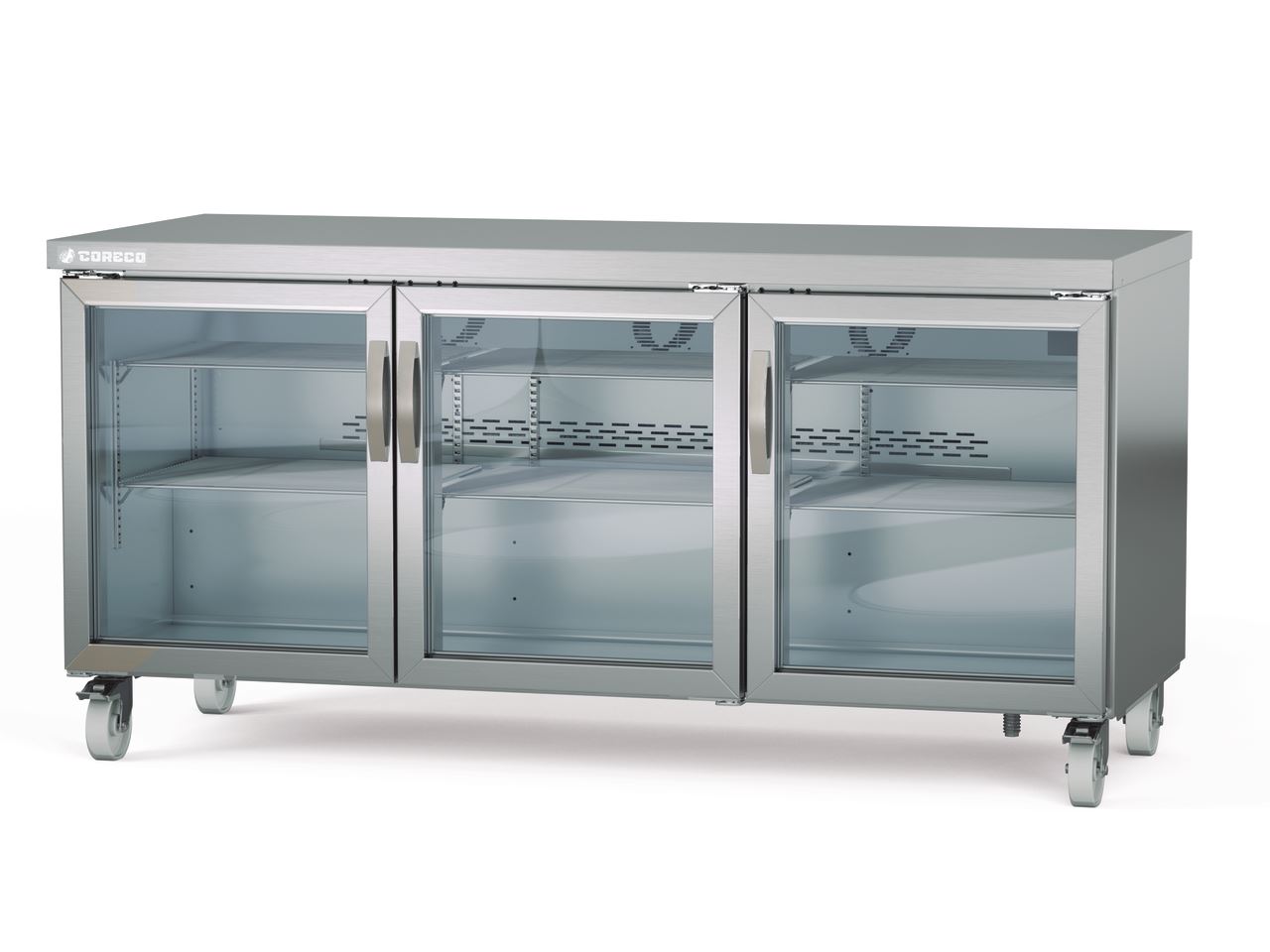 Table réfrigérée froid haut rendement 3 porte vitrée 600L - Coreco - SDV-72