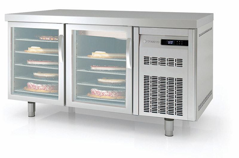 Table pâtissier positif 2 portes vitrées 375L - Coreco - MRPV-150