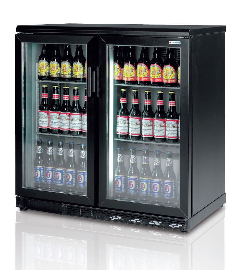 Arrière de bar positif 2 portes vitrées battantes acier ERH-250-L Coreco