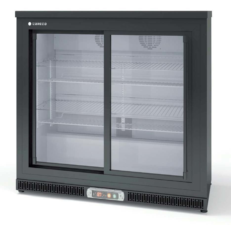 Arrière de bar positif 2 portes vitrées coulissantes acier ERHS-250-L Coreco