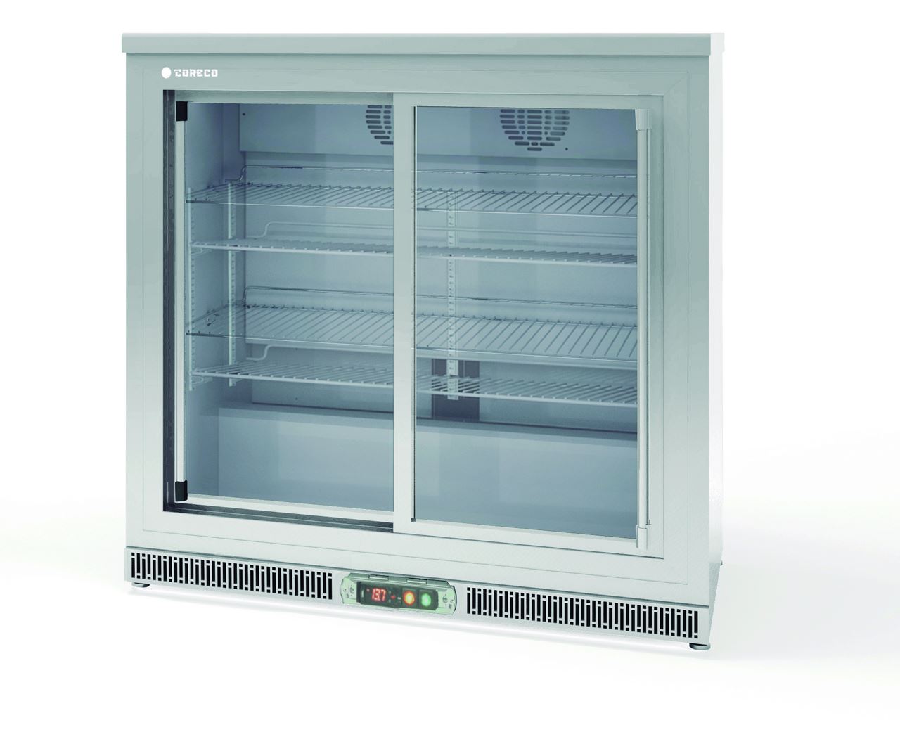 Arrière de bar positif 2 portes vitrées coulissantes inox ERHS-250-LI Coreco