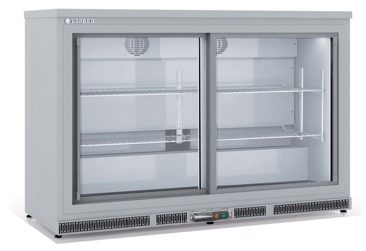 Arrière de bar positif 2 portes vitrées coulissantes inox ERHS-350-LI Coreco