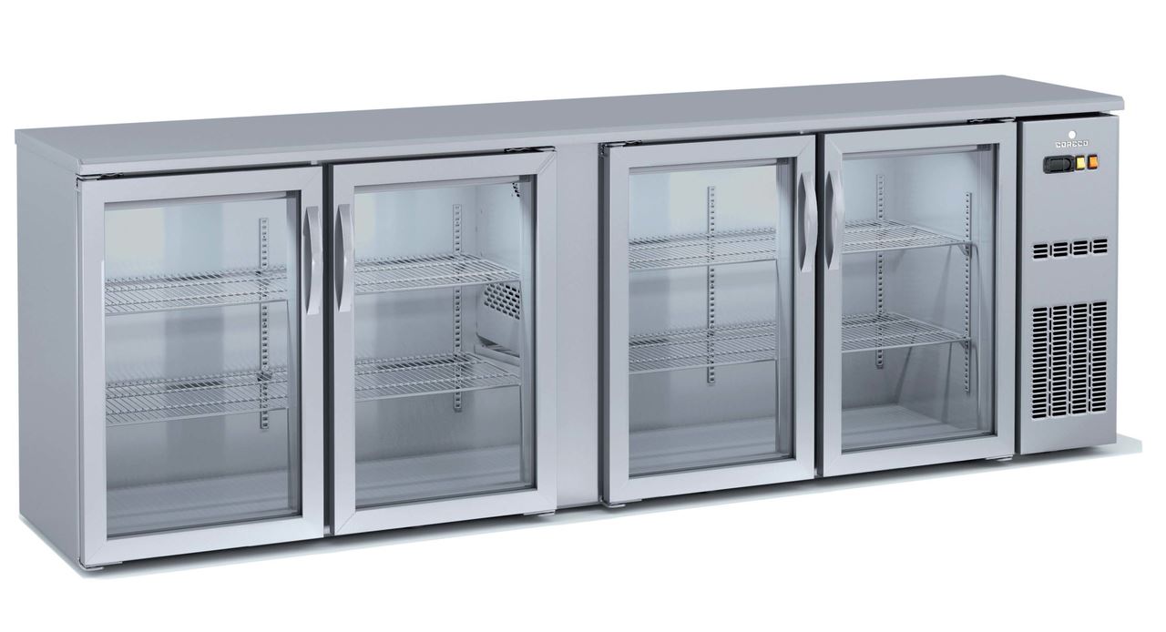 Arrière de bar positif 4 portes vitrées battantes inox SBIE-250 Coreco
