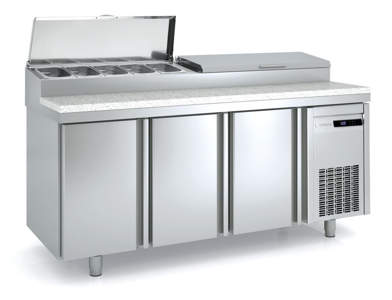 Table de préparation positive 3 portes 10 bacs - Coreco - 450L MFEI70-180