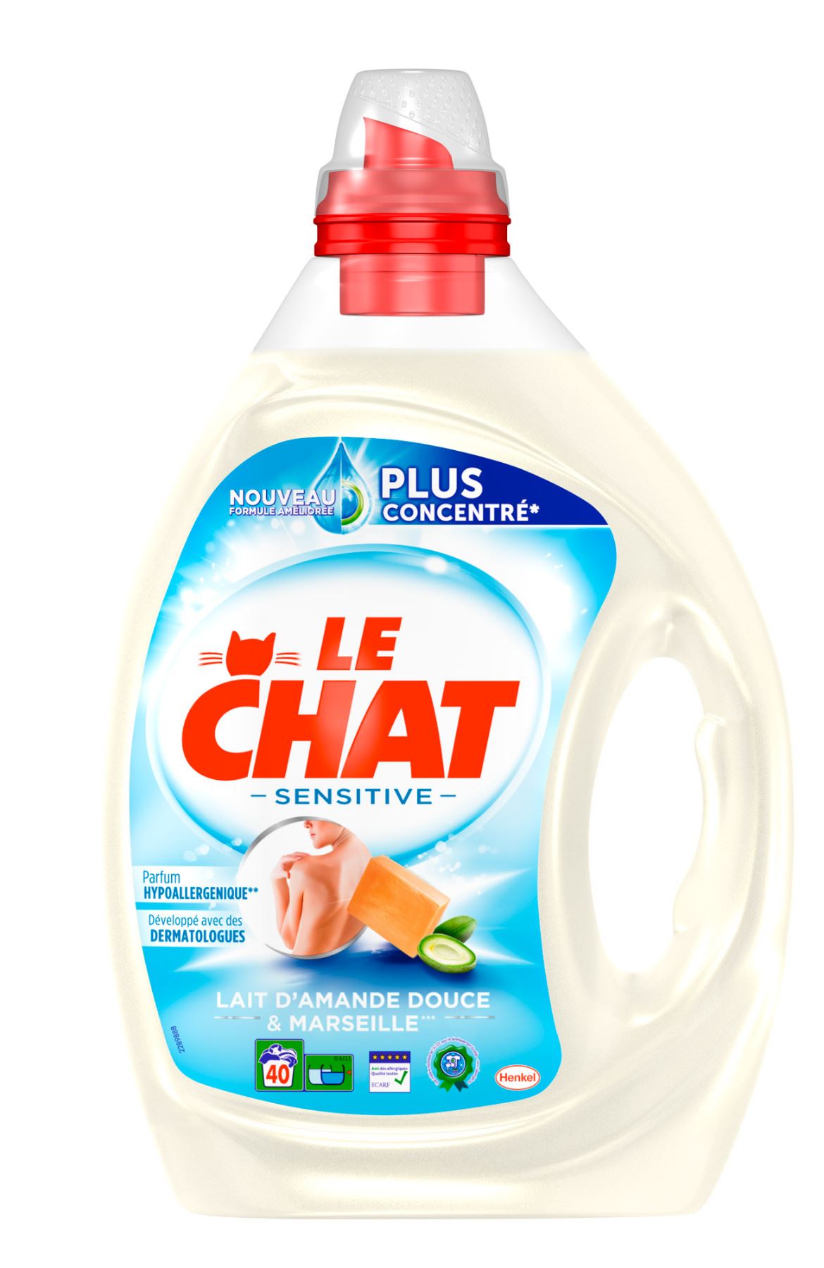 Lessive liquide Sensitive Lait d'amande douce 2L Le Chat