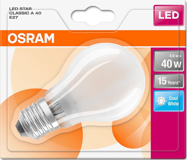 Ampoule LED forme classique dépolie blanc froid 4/40W E27 Osram