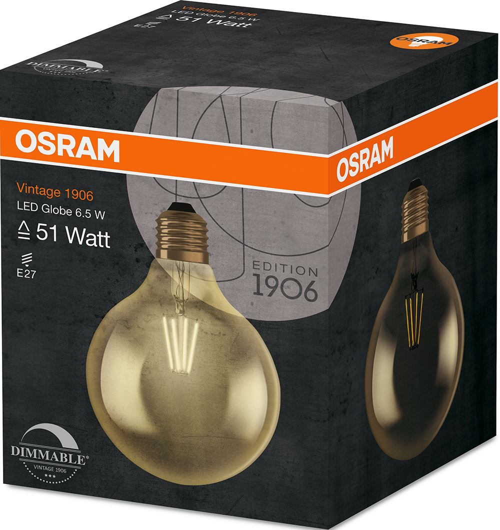 Ampoule LED globe blanc chaud Vintage 51 DIM 7.5 W/2400 E27 Osram