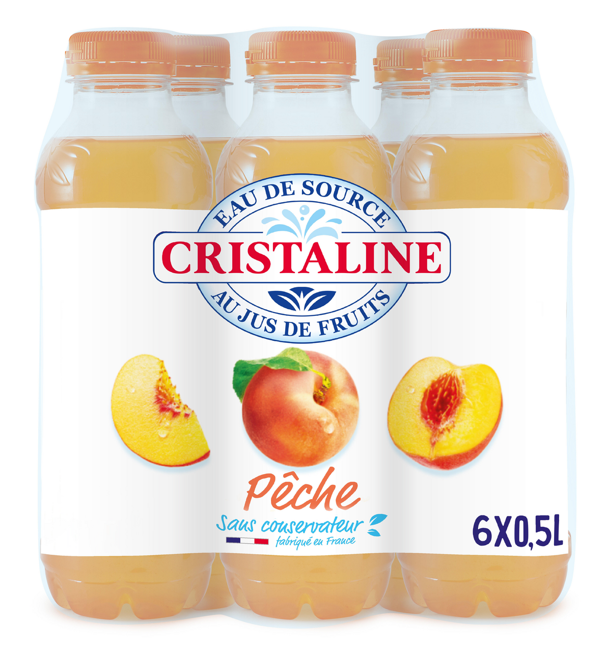 Cristaline Eau de source au jus de fruit pêche 50 cl PET