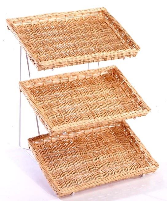 Présentoir 3 niveaux inclinés 42 x 50 x 50 cm + 3 plateaux Vannerie de Villaines - 196.INC00