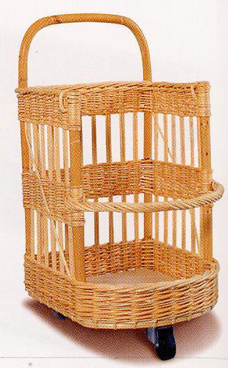 Chariot porteur avec anse sur roulettes 48 x 55 cm H.88 cm Vannerie de Villaines - 389 00