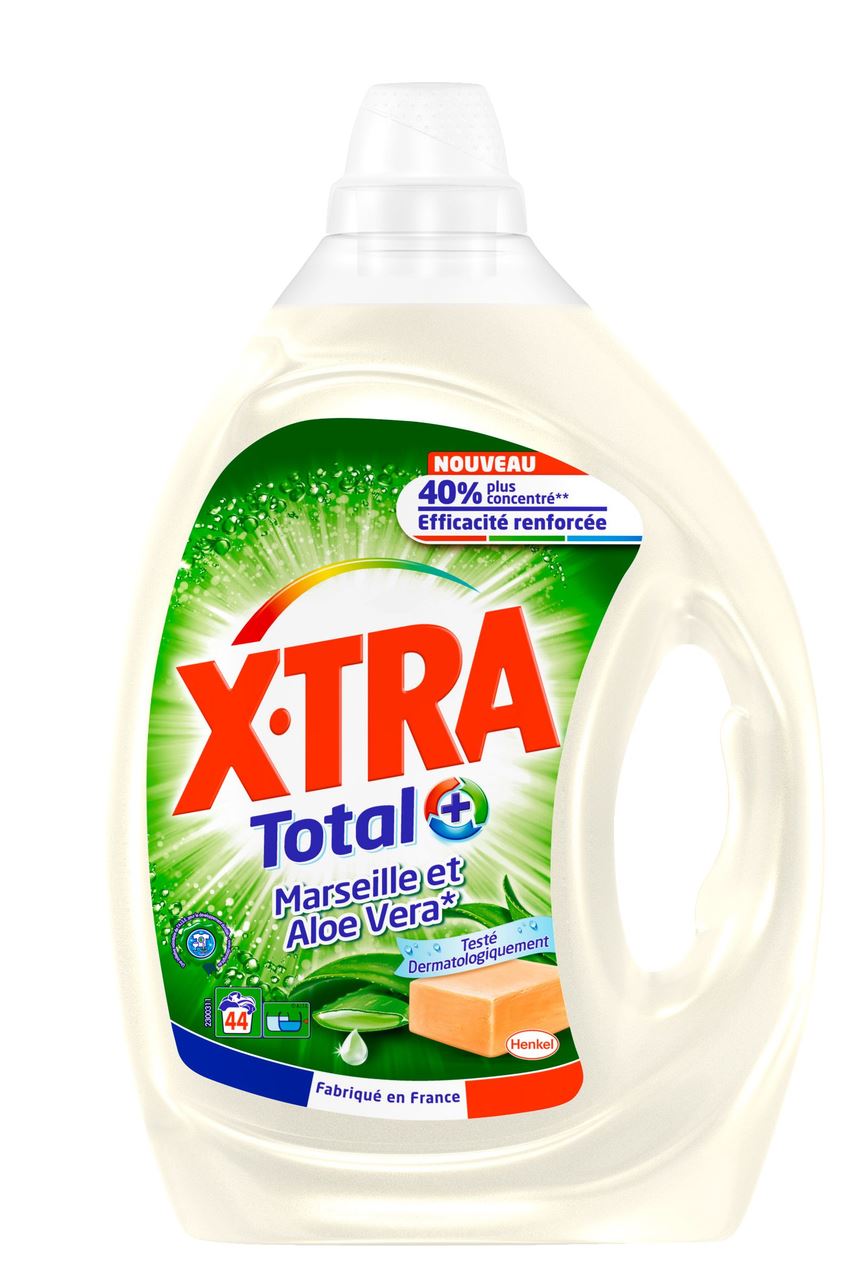 Lessive liquide Total savon de Marseille et aloe vera 2.2L X-Tra