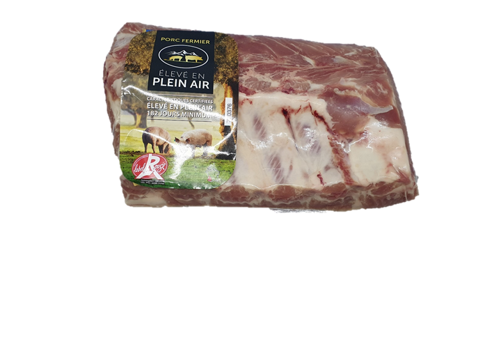 Fipso Carré de porc 6 côtes LR Fermier Sud-Ouest détalonné avec couenne avec os sous vide France