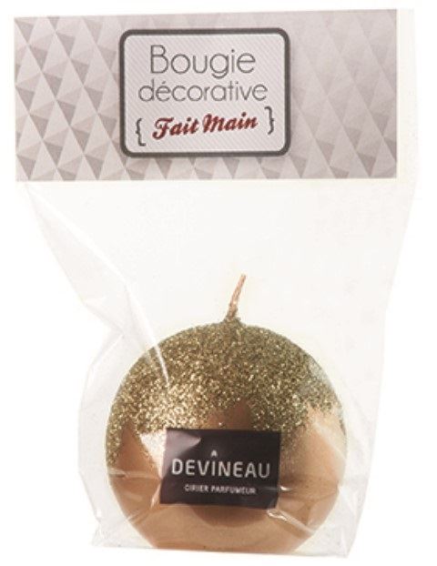 Bougie boule paillette or Devineau