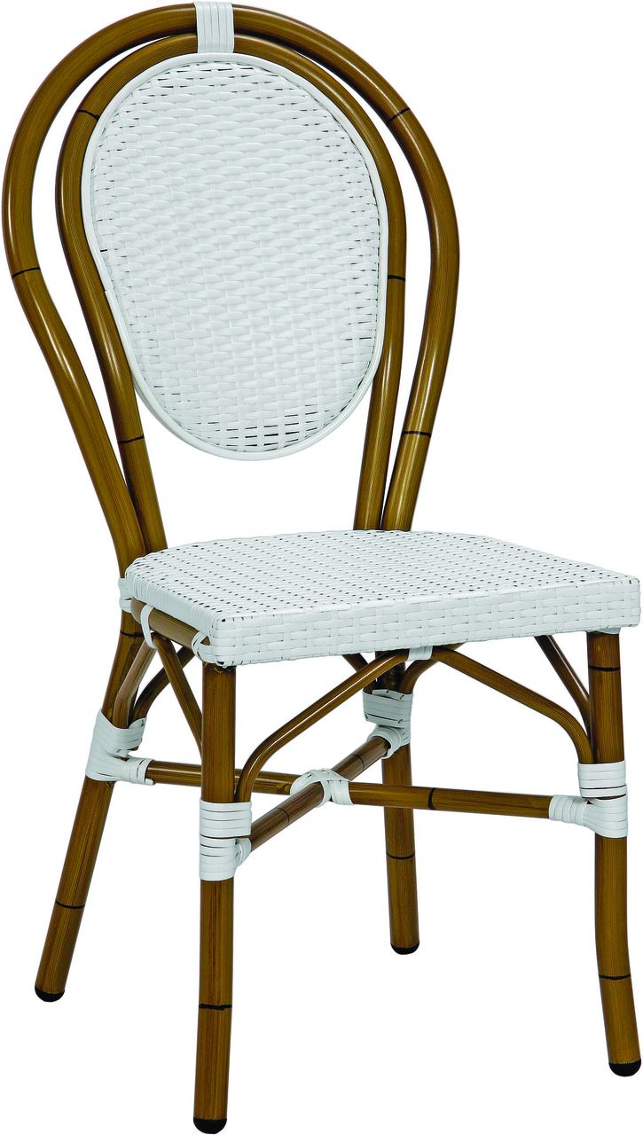 Chaise de terrasse Paris bamboo et blanc SM France - 058912