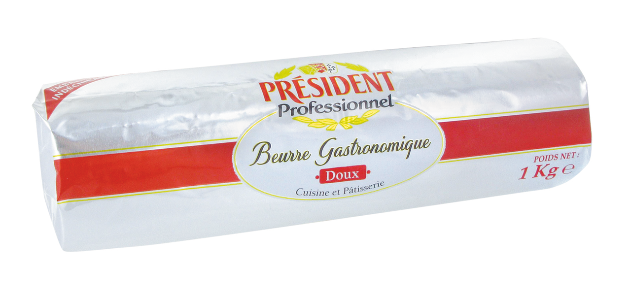 PRESIDENT Professionnel Beurre doux 82% rouleau 1 kg